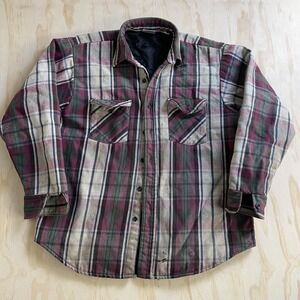 Vintage 90s Ozark Wilderness Outfitters Mens XL Quilted Flannel Shirt Jacket